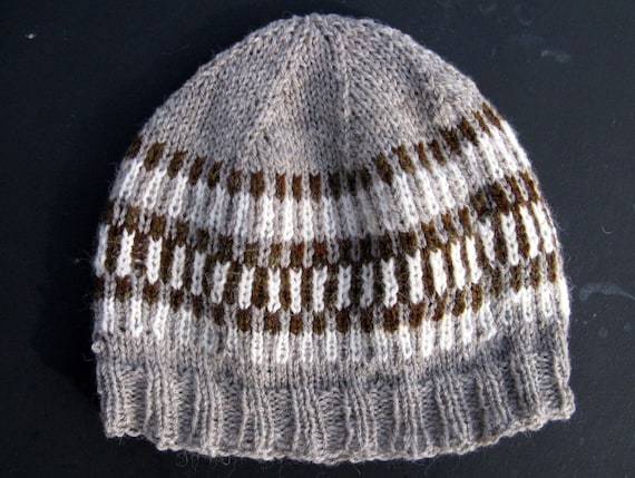 Fair Isle Hand Knit hat for Men or Women by NorthStarAlpacas