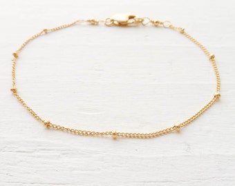 Gold Anklet Dainy Gold Filled Beaded Chain Bracelet Basic Jewelry