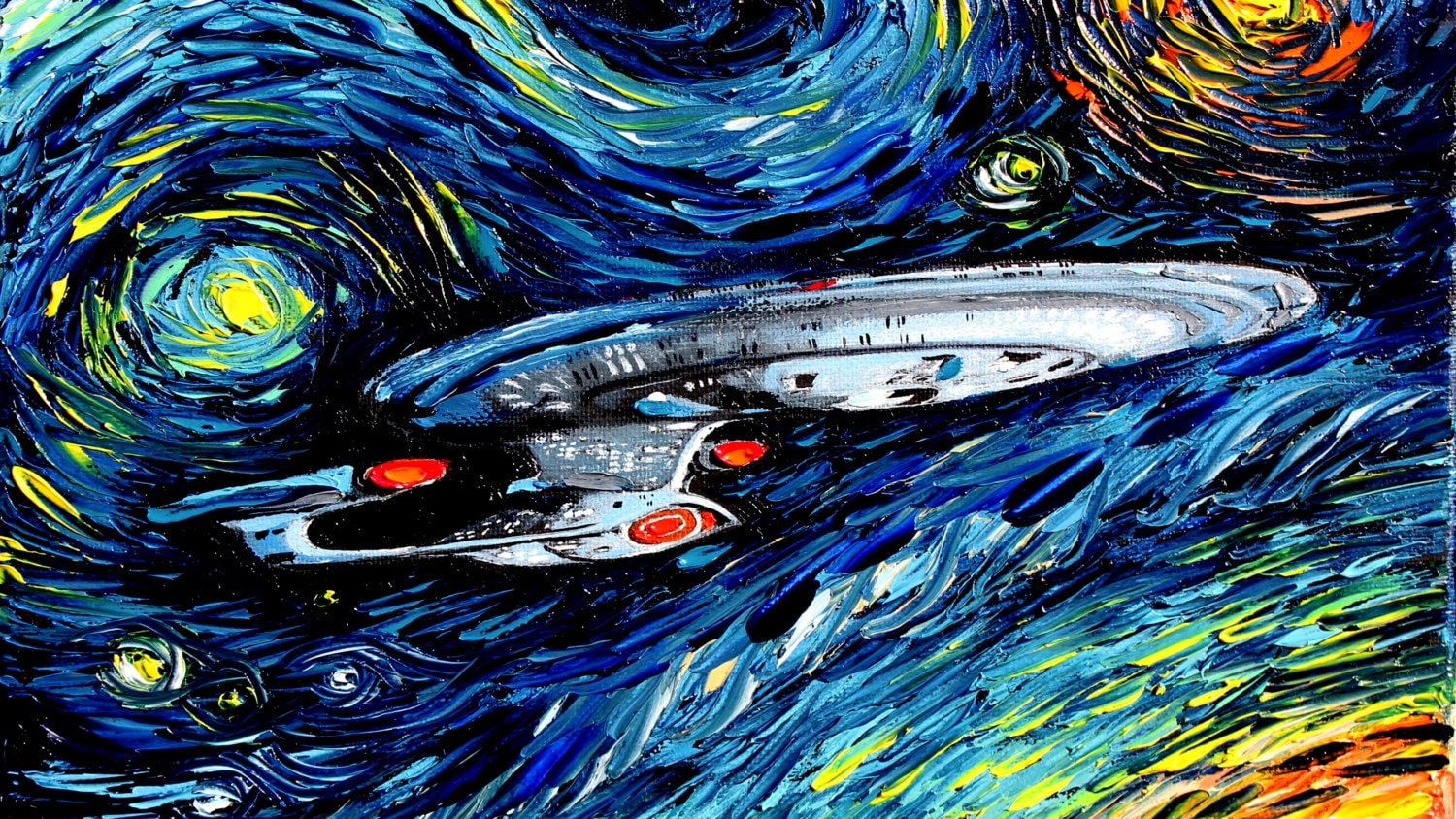 Star Trek Art Enterprise Starry Night print by SagittariusGallery
