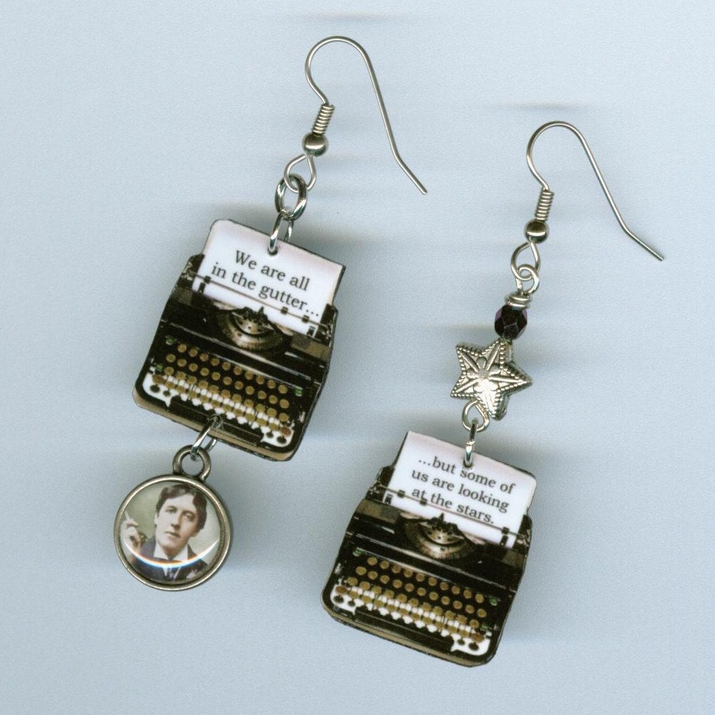 Typewriter Earrings Oscar Wilde quote by
