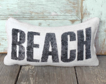 Beach - Burlap Feed Sack Doorstop - Coastal Door Stop