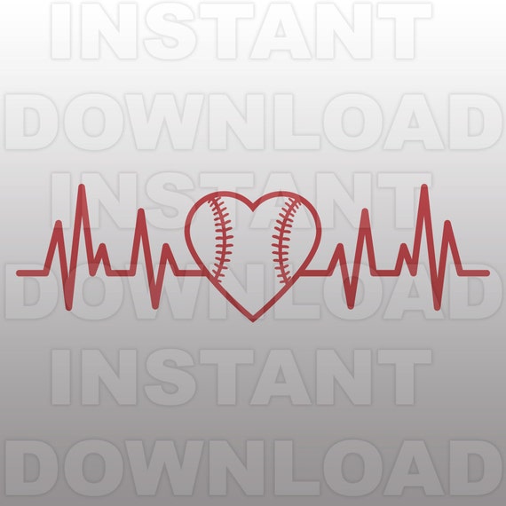 Download Softball Heartbeat SVG FileSoftball EKG SVG FileCut