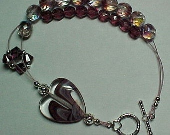 Purple Heart Abacus Row Counting Bracelet - Item No. 850