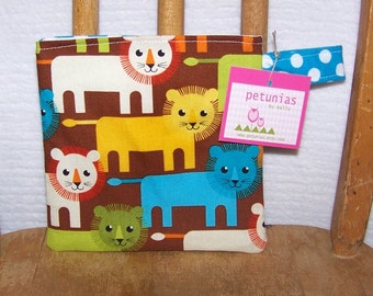 Reusable Little Snack Bag - pouch adults kids lions eco friendly by PETUNIAS