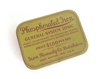 Phosphorated Iron advertising compact tin - vintage ~ Pink Room ~ 160912