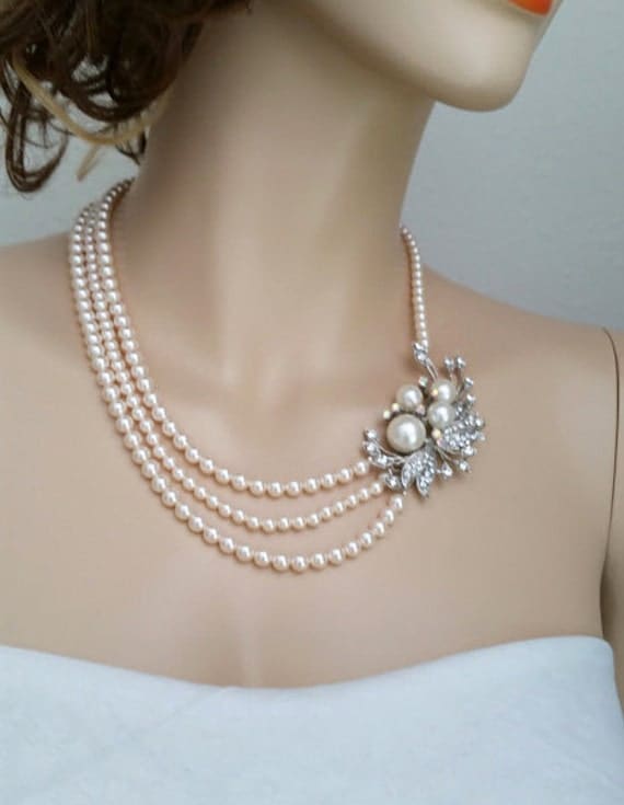 Bridal Necklace Swarovski Pearl Necklace by SukranKirtisJewelry