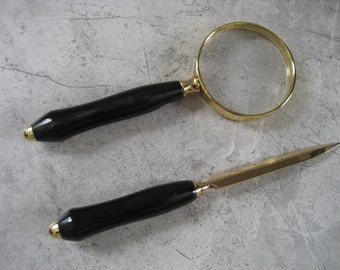 Magnifying Glass and Letter Opener Set (Buffalo Horn)
