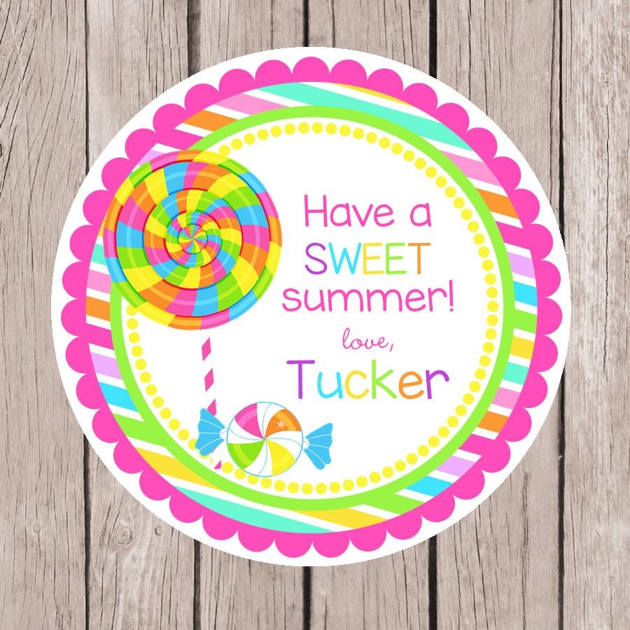 PRINTABLE Have a SWEET Summer Tags / Personalized Lollipop