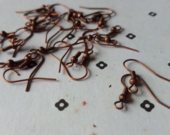 Antiqued Copper earring findings Hooks (12 pairs)