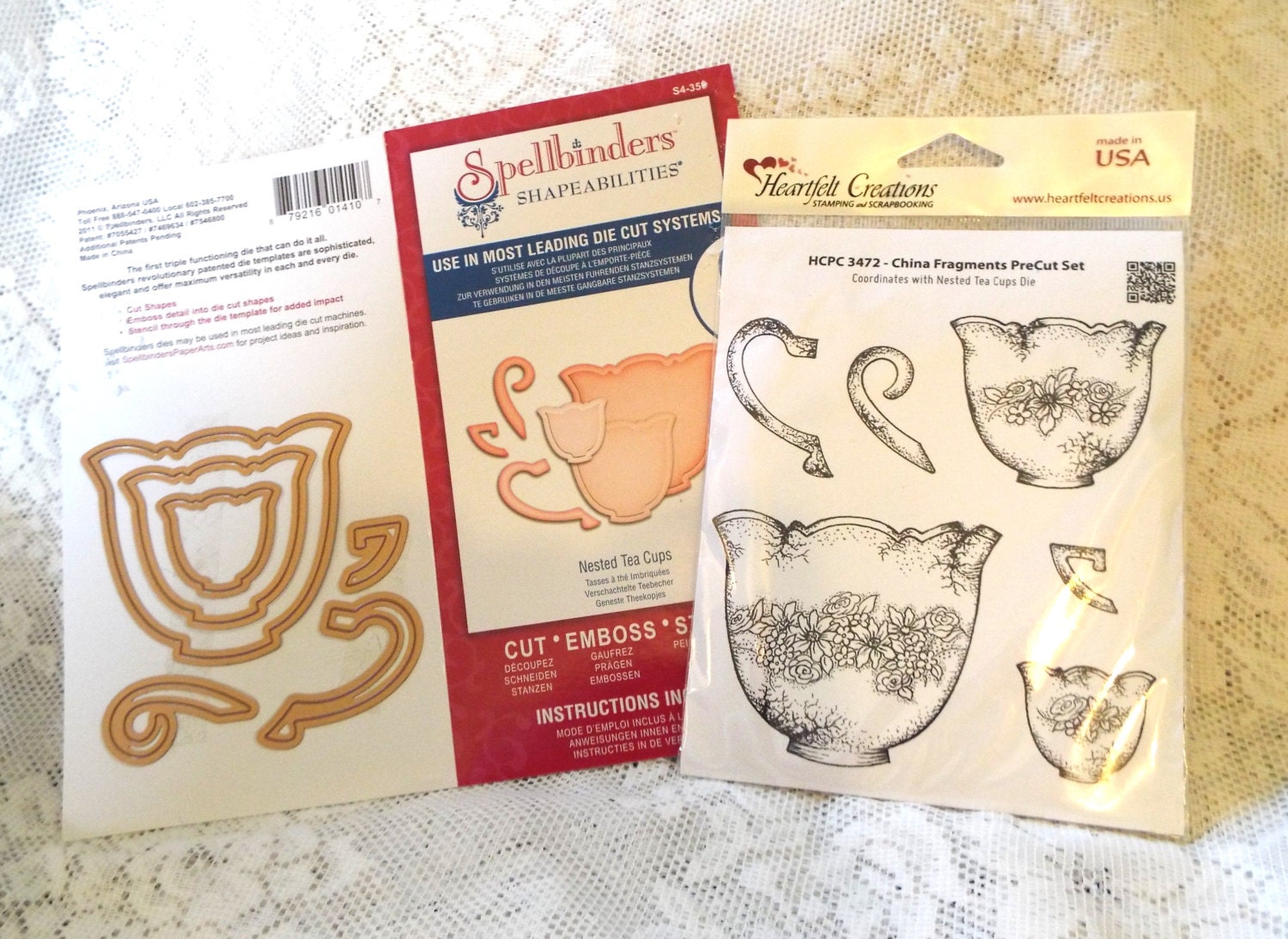 Spellbinders Nested Tea Cups Dies Dies and Heartfelt