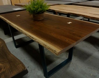 CUSTOM WALNUT Live Edge Dining Table on Steel Legs