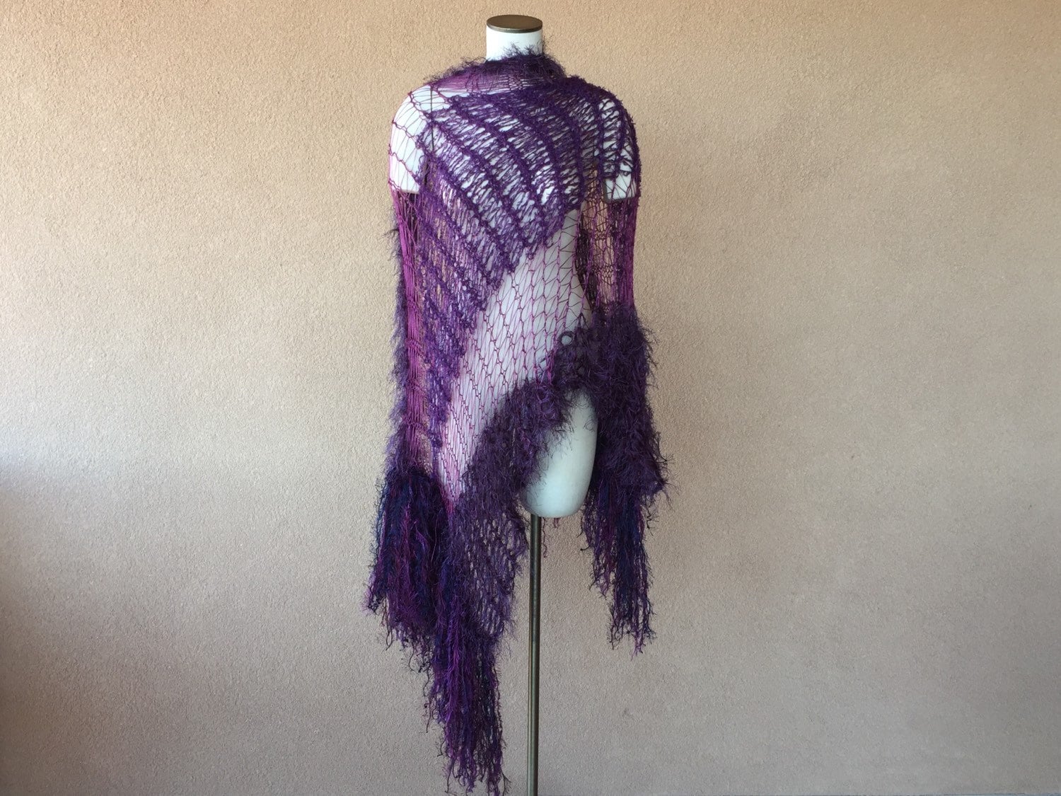 Dark Purple Shawl Purple Wrap with Violet by CricketsCreations