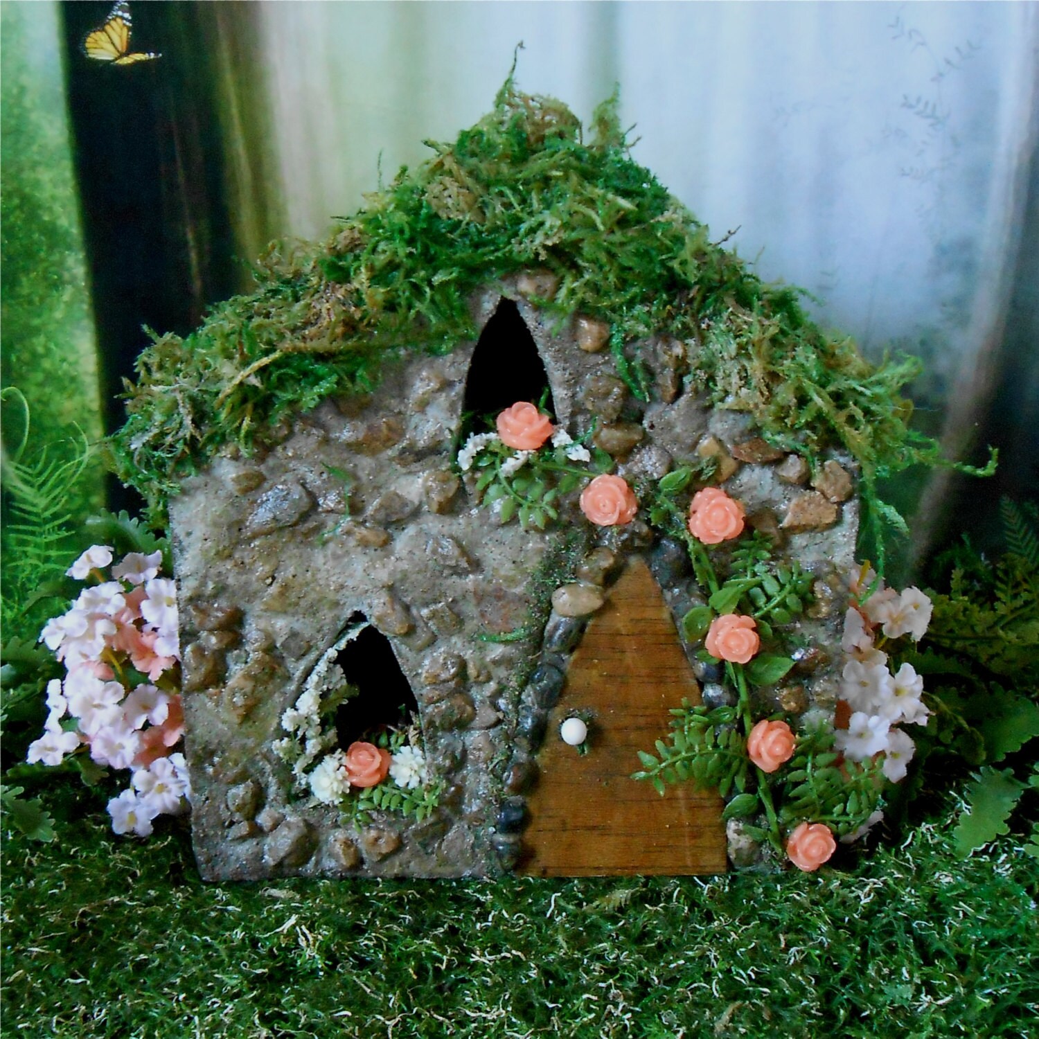 Rose Cottage Fairy House Fairy Garden by enchantedgardens on Etsy