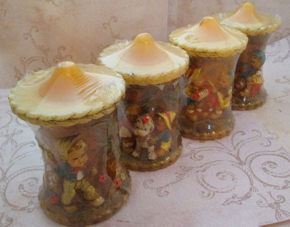 Vintage Wax Candle 1970s Carved Candles Sculpture Candles