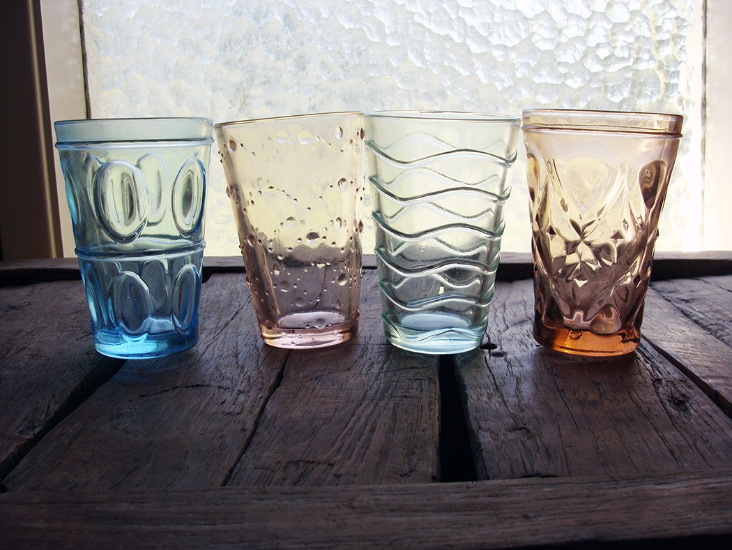 different colored drinking glasses
