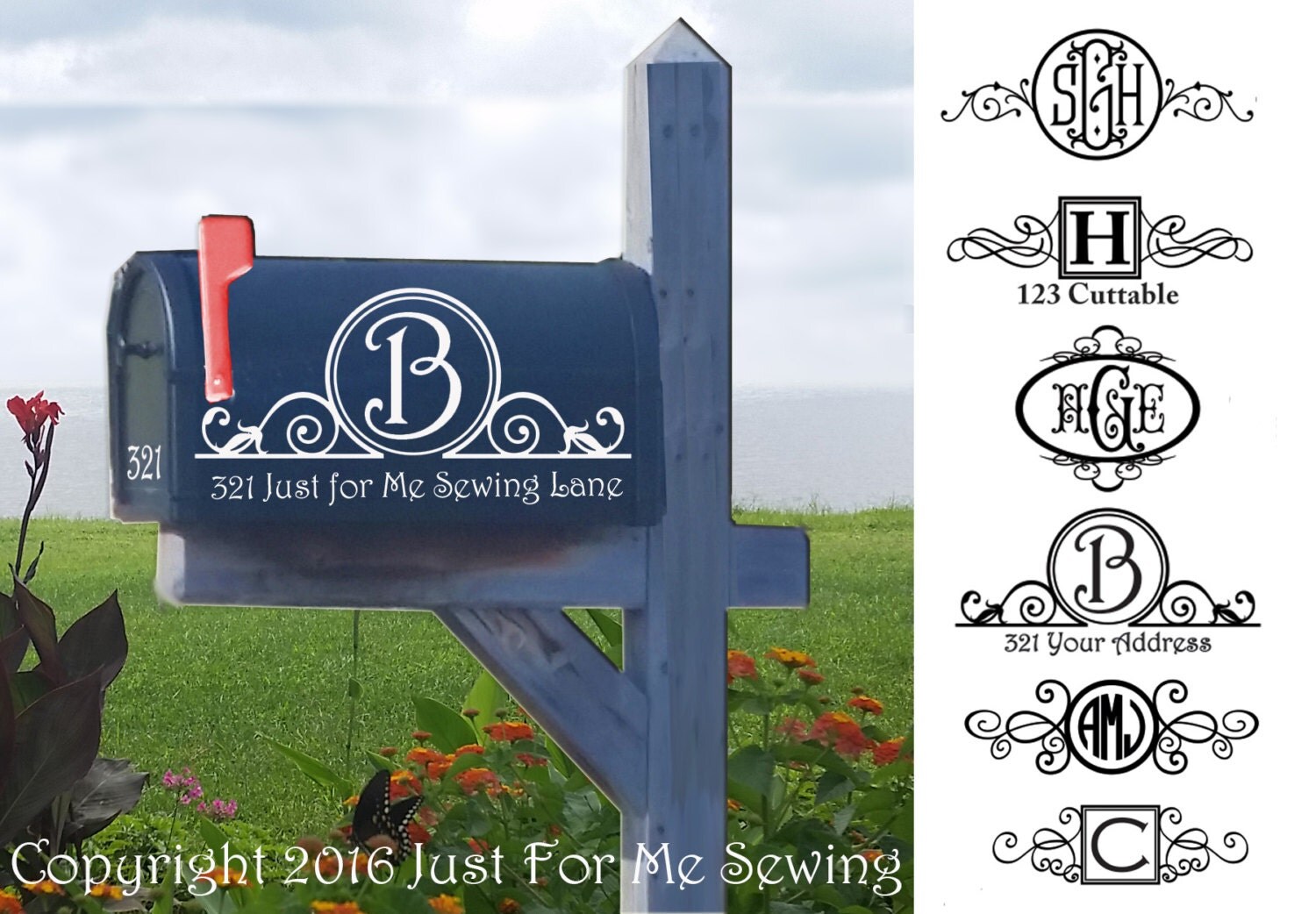 Download Mailbox Monogram Decal-Fast Shipping-Made in the USA