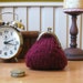 Kiss Lock Coin Purse, Burgundy Wool, Coin Purse Keychain, Knitted Pouch, Women Coin Purse, Change Purse, Small Coin Purse, Clasp Coin Purse