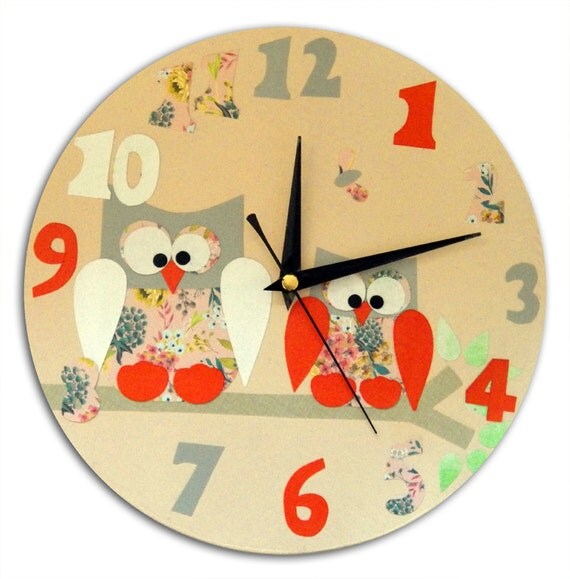 Owl Clock / Personalized / Children's wall Clock / Nursery