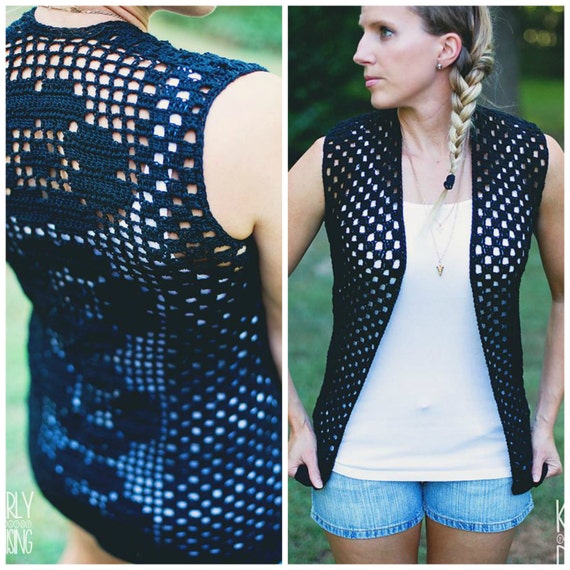 Instant PDF Download Flower Lace Vest Crochet Pattern