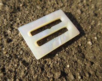 Vintage belt buckle Mother of Pearl Buckle small Rectangle Shell Tie Sash Mini scarf Slide Shimmer Accessory Victorian Edwardian Gift idea