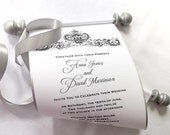 invitations wedding rings on scrolls