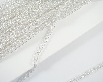 25ft Silver Plated Curb Chain Plated Iron 3.7x2.5mm Not Soldered - 25 feet - STR9047CH-S25