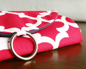 Jewelry Organizer. Womens Travel Gift. Pink Moroccan Tile Jewelry Travel Roll. Jewelry Storage. Stud Earring Holder. Travel Gifts for Women