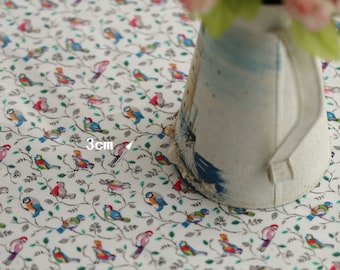 4120 - Cath Kidston Little Birds (Offwhite) Oilcloth Waterproof Fabric - 28 Inch (Width) x 17 Inch (Length)
