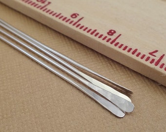 Sterling Silver Ear Wires - Paddle Head Pins - Hammered Stick Earwires - Textured Fancy Headpins - 20 gauge 3 inch - DIY Handmade Ear Hooks