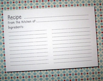50 Super Cute 4 by 6 inch Recipe Cards...Perfect for Recipe Box