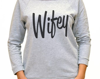 Wifey Shirt - Grey Wifey Shirt -Wifey Sweatshirt - Wifey Slouchy Sweatshirt - Wifey Off the Shoulder Sweater - Womens Sweater - Wedding Gift