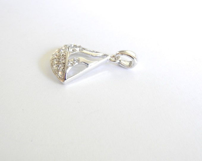 Silver-tone Rhinestone Sailboat Pendant - Nautical