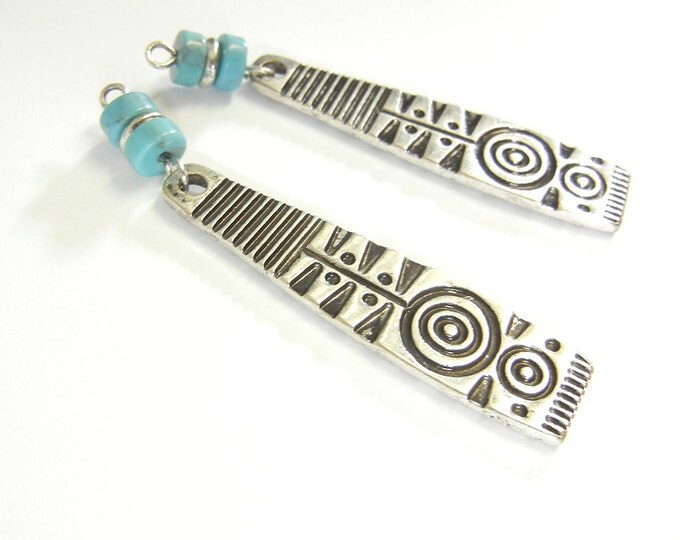 Pair of Antique Silver-tone Tribal Drop Charms