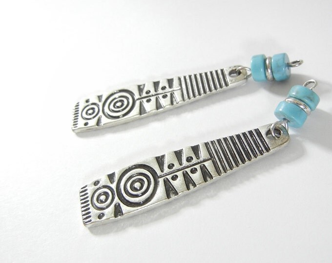 Pair of Antique Silver-tone Tribal Drop Charms