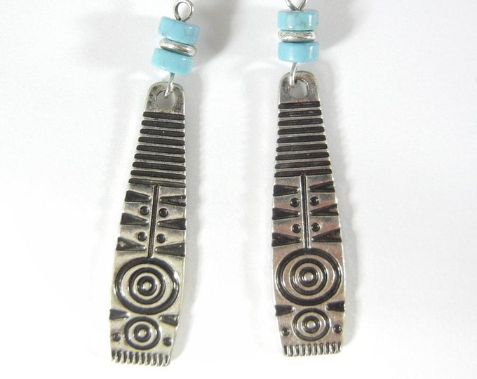 Pair of Antique Silver-tone Tribal Drop Charms