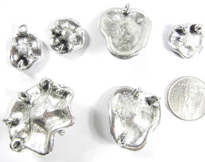 Set of 6 Abstract Floral Charms Faux Pearls Rhinestones