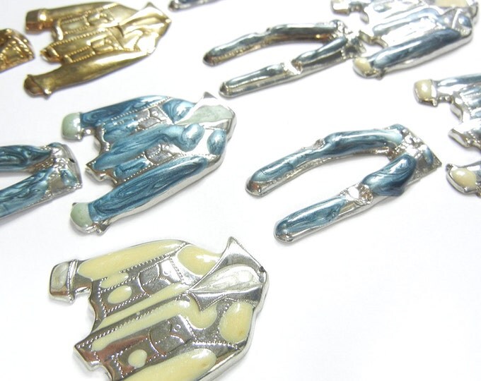 Set of 11 Large Vintage Charms of Jeans, Jacket, Clothes Charms