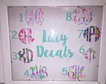 Lily Pulitzer Inspired Car Decal Lily Preppy Decal Laptop Decal Monogrammed Personalized Monogram Sticker