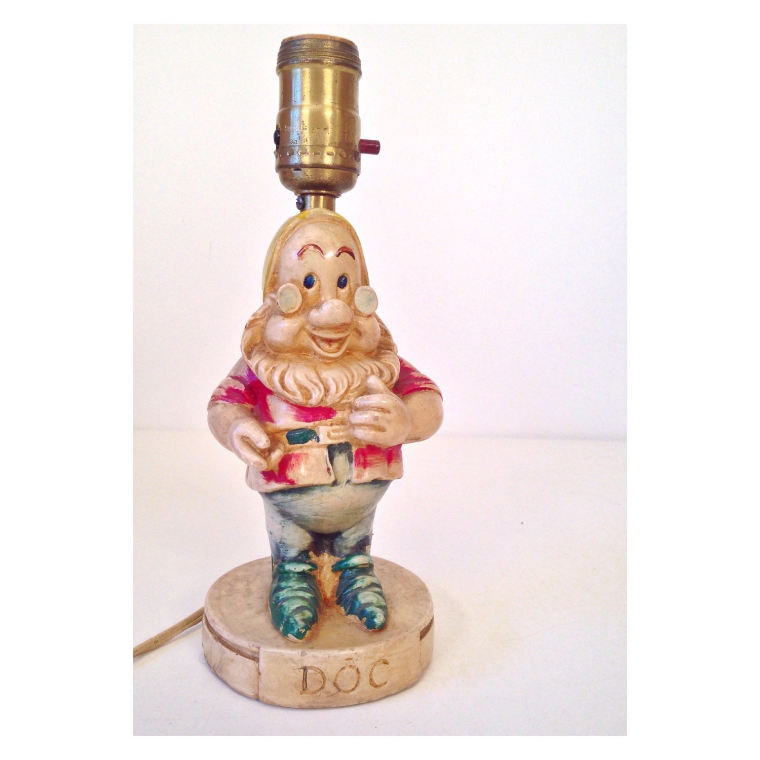 Vintage Lamp Walt Disney Doc Chalkware Lamp LA Mode Snow