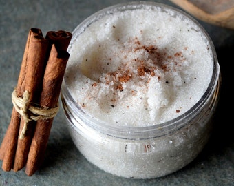 Cinnamon Sugar Scrub. Cinnamon Sugar. 4 oz / 100 mL. Chai Scrub. Chai Spice Scrub. Sugar Scrub. Natural Scrub. Natural Sugar Scrub.