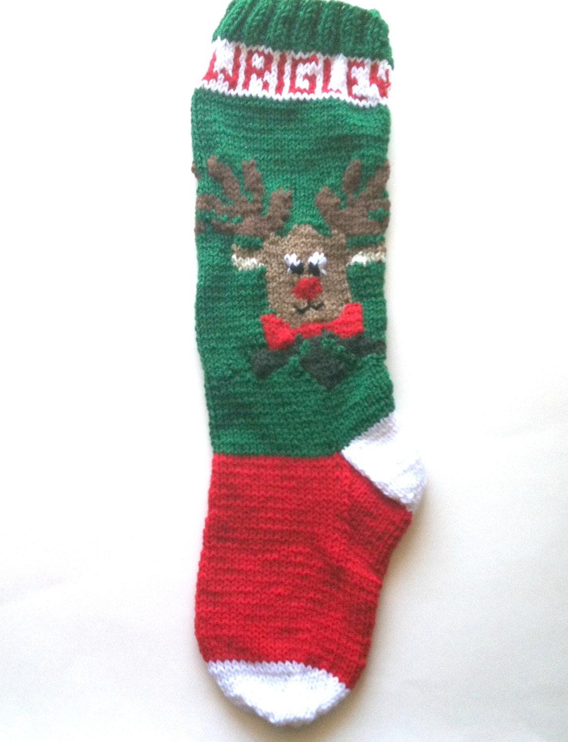 PDF Knitting Pattern Reindeer Stocking Christmas Stocking