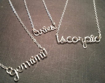 Zodiac Wire Name Necklace