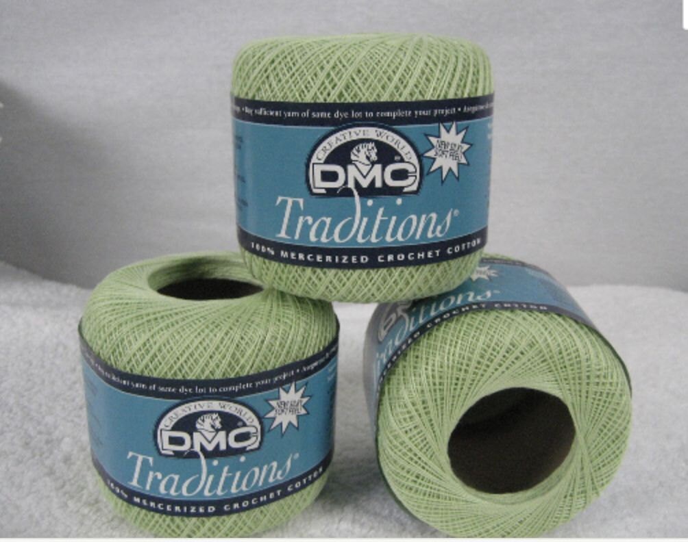 3 DMC Crochet Thread Size 10 Green Traditions Craft Supplies