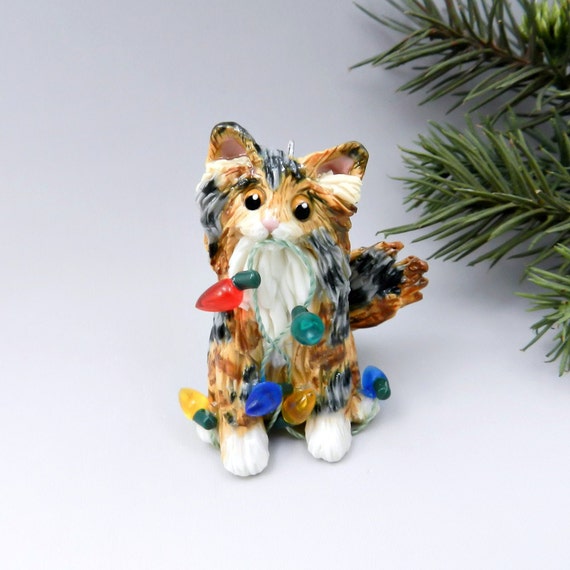 Cat Calico Tabby Maine Coon Christmas Ornament by TheMagicSleigh