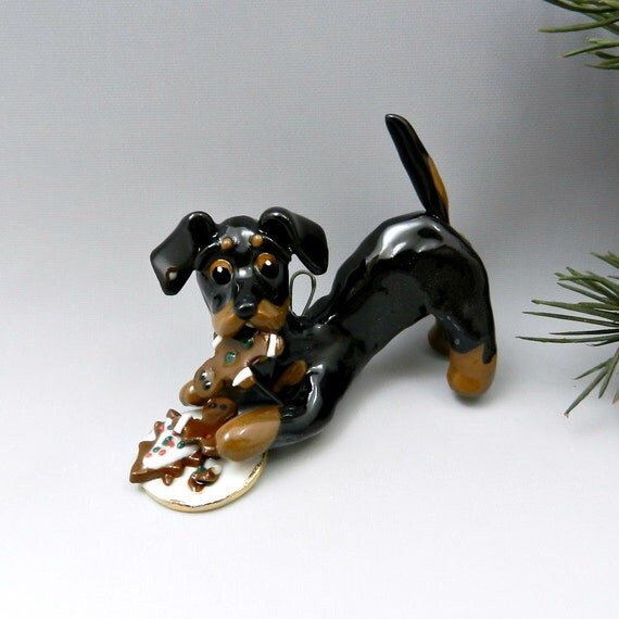 Dachshund Christmas Ornament Figurine Santa's Cookies