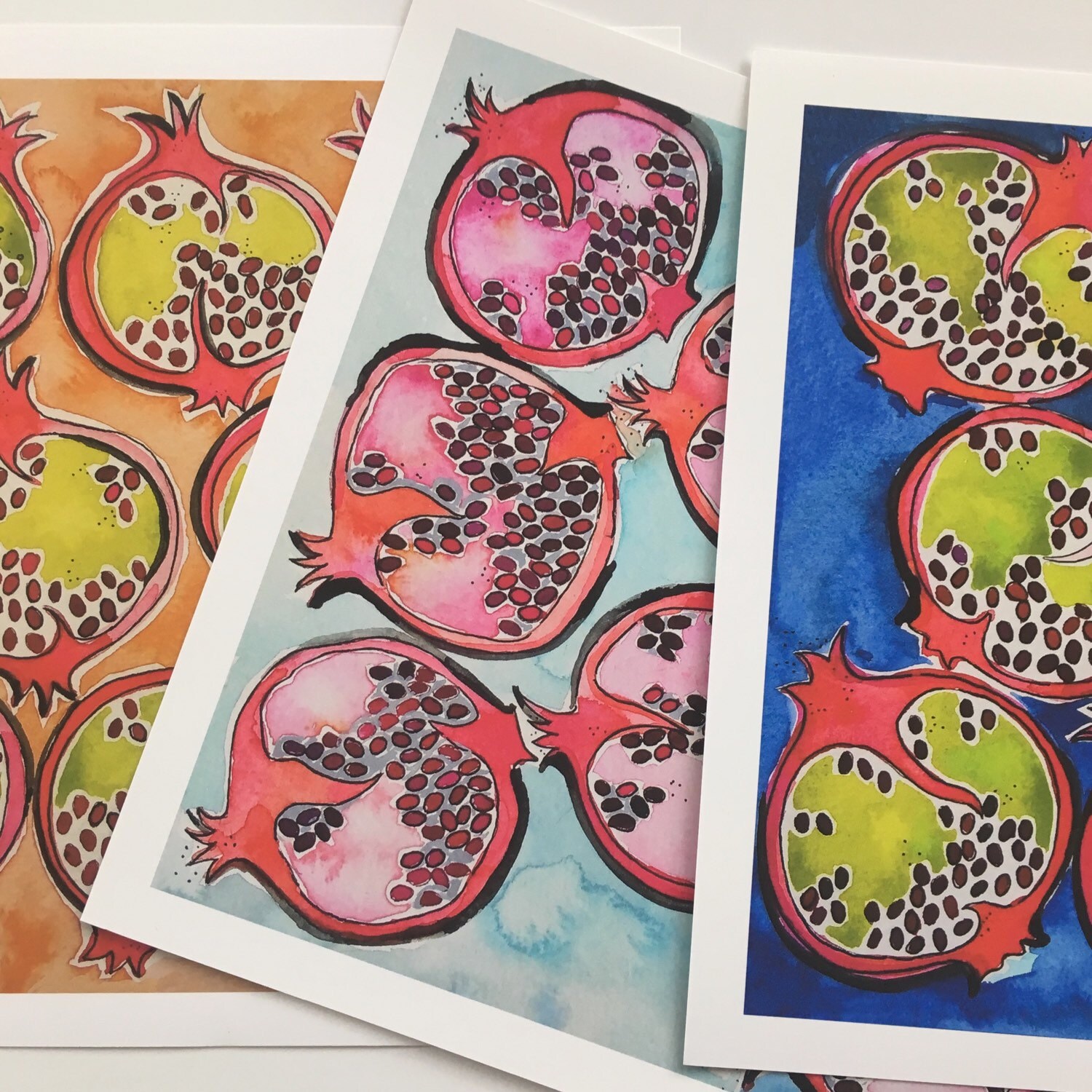 Watercolor Pomegranate Art Print Fruit by LimezinniasDesign