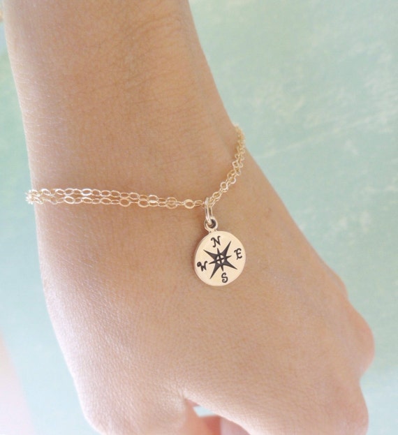 Compass charm bracelet friendship bracelet GOLD or SILVER