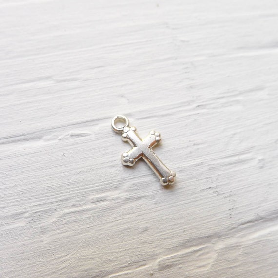 Tiny Silver Cross Charms Fancy Small Sterling Crosses Pendants