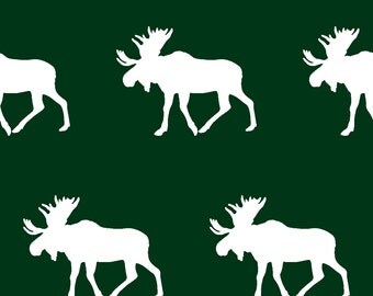 Forest Green Fabric - Moose - Forest Green || Holiday By Littlearrowdesign - Woodland Cotton Fabric By The Yard With Spoonflower