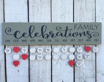 Family birthday board, Family celebrations sign, birthday calendar, wall family calendar, gift for mom, choose colors